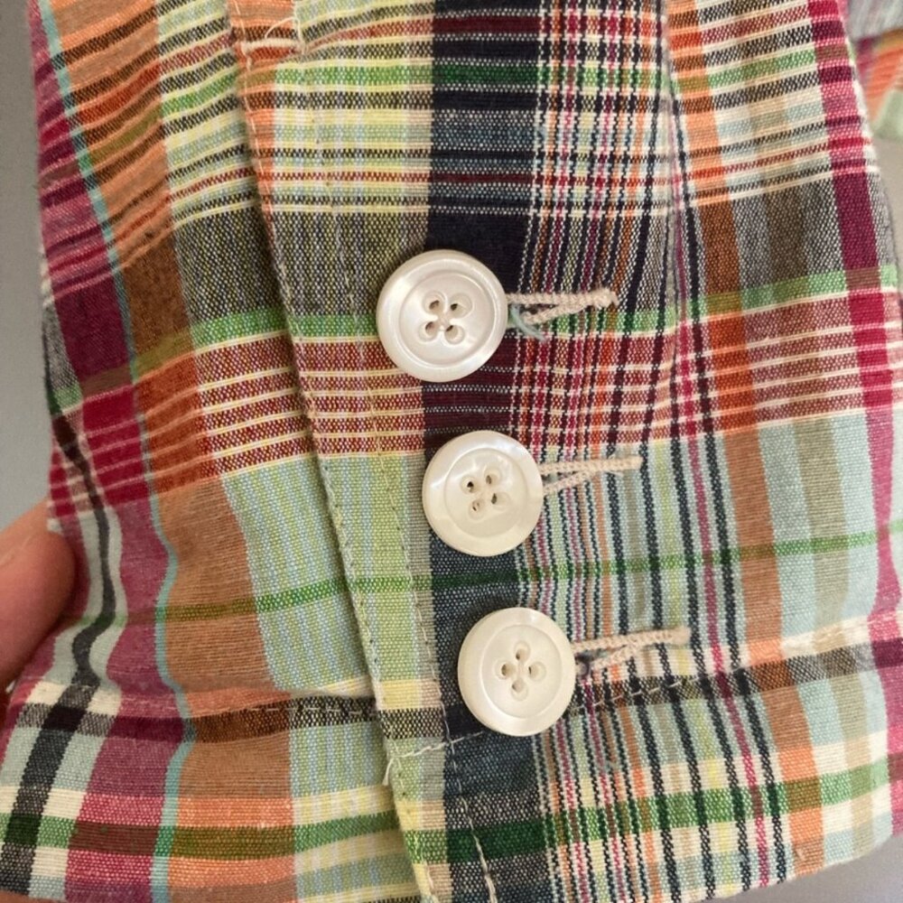 XL Cotton Plaid Madras Blazer Jacket Talbots 16 preppy academia stripe retro 90s - Picture 14 of 16